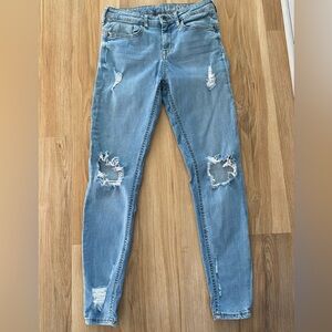 😍🔥The Push Up Booty Light Blue Denim Cutout High Rise Skinny Jean